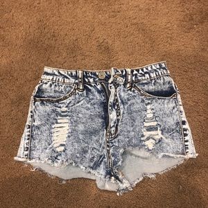 Acid wash high waisted shorts